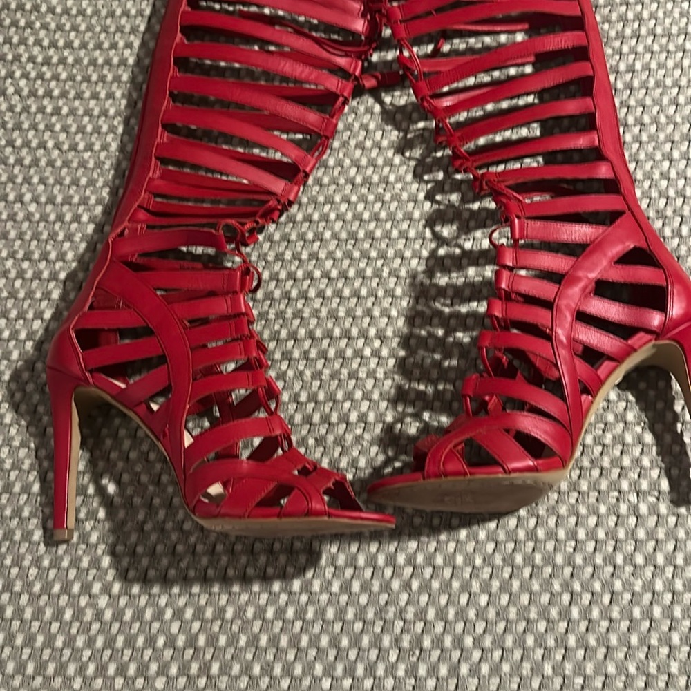 GAP Red Gladiator Heels with Stiletto